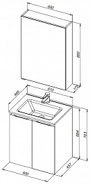 Aquanet Мебель для ванной Алвита New 60 2 дверцы подвесная дуб веллингтон белый – фотография-14